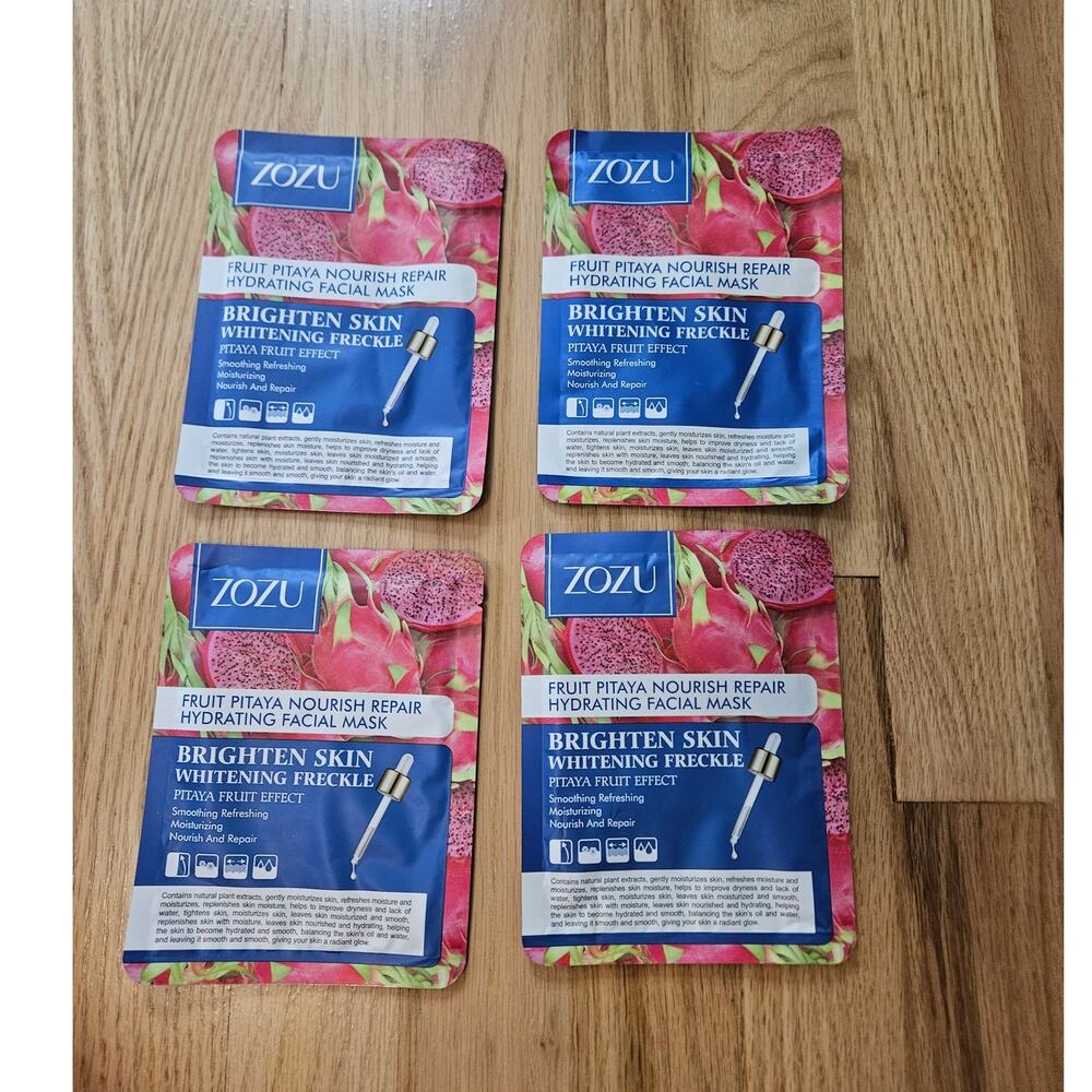 LOT 4 ZOZU Dragon Fruit Pitaya Hydrating Facial Sheet Masks NEW K Beauty